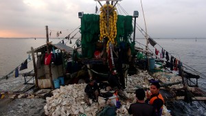 Rear deck of the “Dan Israel R” with Illegal Danish seine trawl equipment