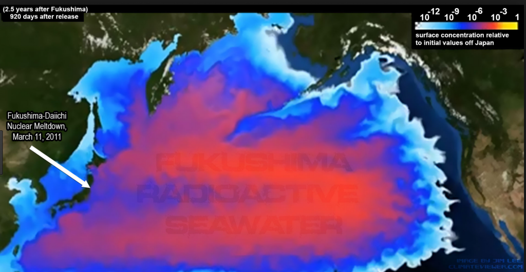 Models predict the highest concentration of Radioactive Waste will be in the North Pacific Gyre